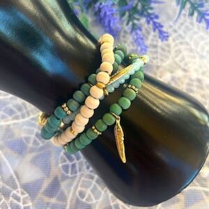 Wood & Bead Stretch Bracelets Lightweight